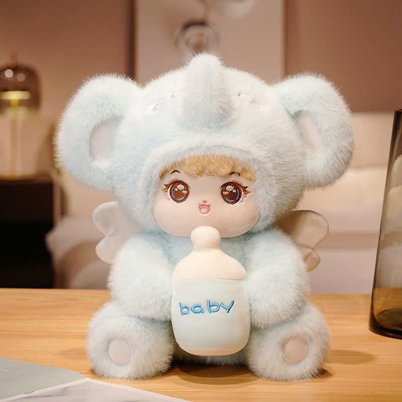 Kids Soft Plush Toy With Rabbit Elephant Design And Baby Bottle Decor For Kids Playroom Decor