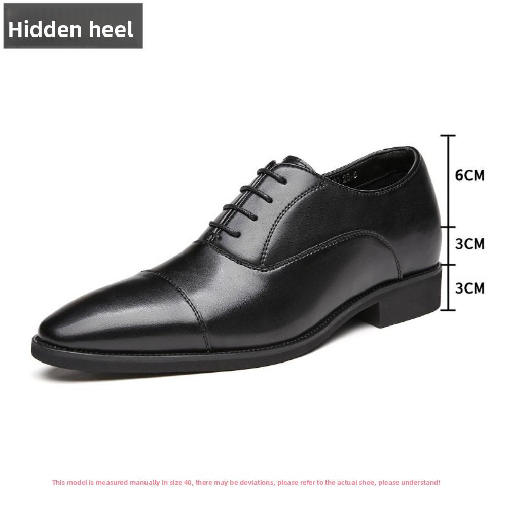 Men Leather Shoes 2024 New Business Oxford Shoes with Hidden Height Increase Soft Sole Lace Up Pointed Toe
