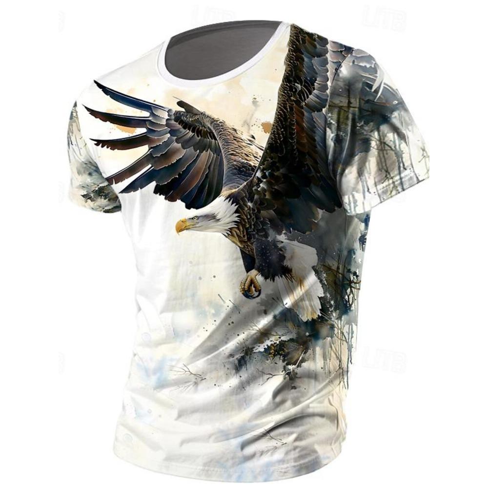 Animal Wolf Fashion Ethnic Athleisure Men's 3D Print T Shirt Tee Street Sports Outdoor T Shirt Crew Neck Shirt Summer Clothing