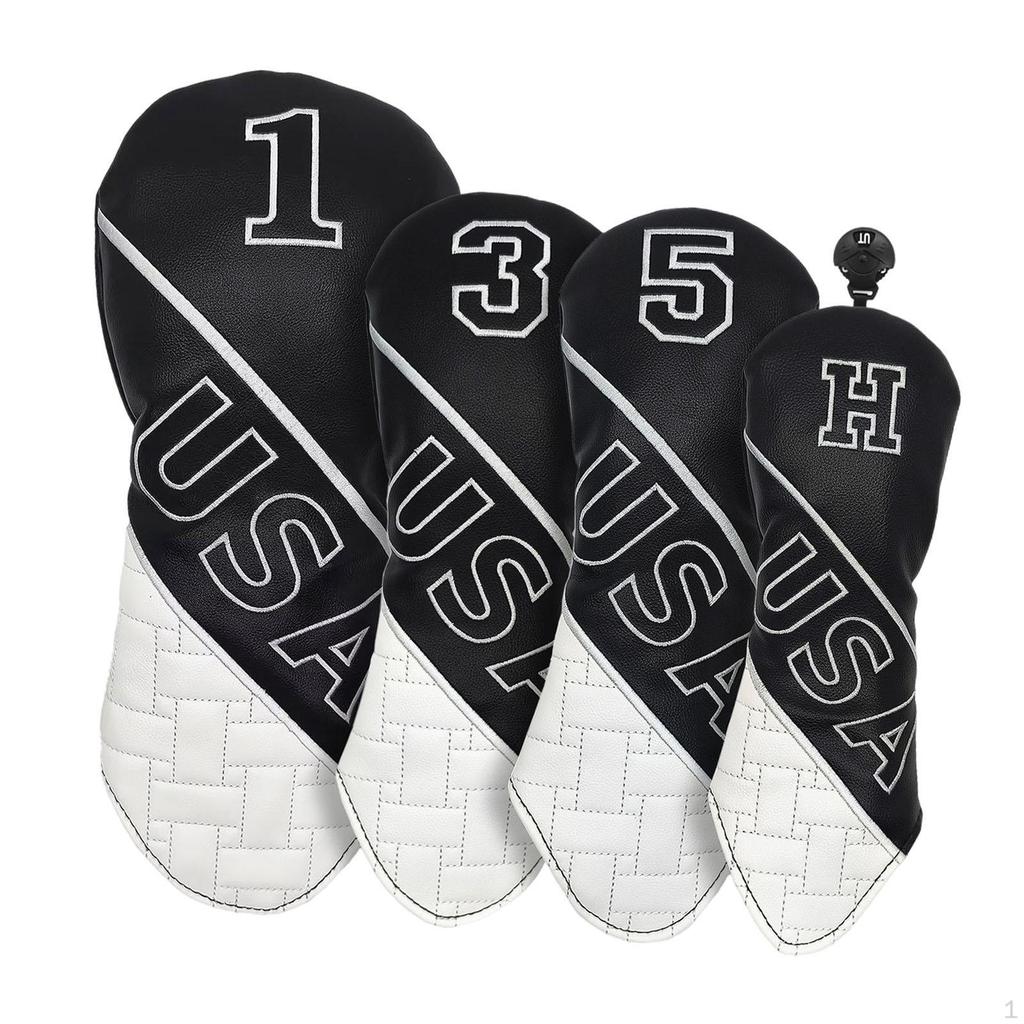 4 Pieces Golf Club Head Covers Protector Lightweight Scratchproof Headcovers Adults