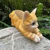 Decorative Cat Ornament Creative Resin Planter, Cute Lying Flower Pot for Garden Animal Yard, Adorable Plant Holder, Indoor Outdoor Home Desk