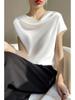 Women's High-End Short Sleeve Cowl Neck Satin Blouse