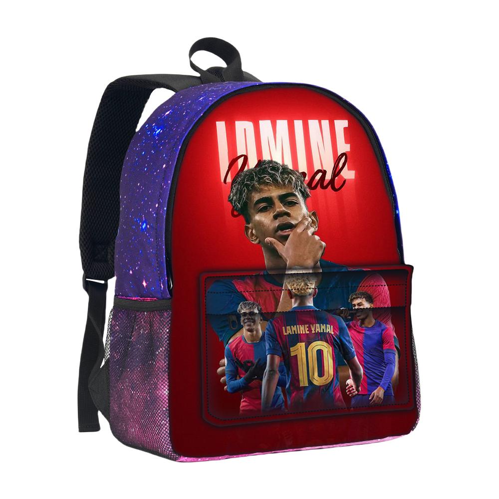 Zaino per Ragazzi e Ragazze Zainetto Stella del Calcio Cielo Stellato Zaino Borsa da Scuola L-Lamin Yamal Grande Capacità Mochila Rucksack Scuola