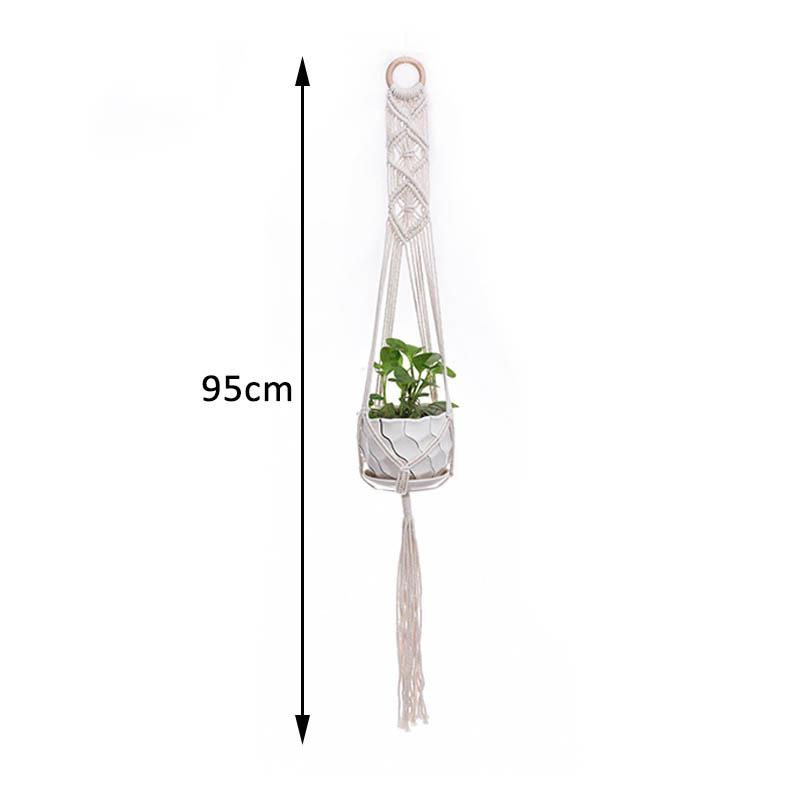1Pcs Multi-purpose Cotton Rope Plant Hanger Garden Supplies Hand Woven Beige Wall Decoration Flower Tray Basket European Style Plant Hanging Basket