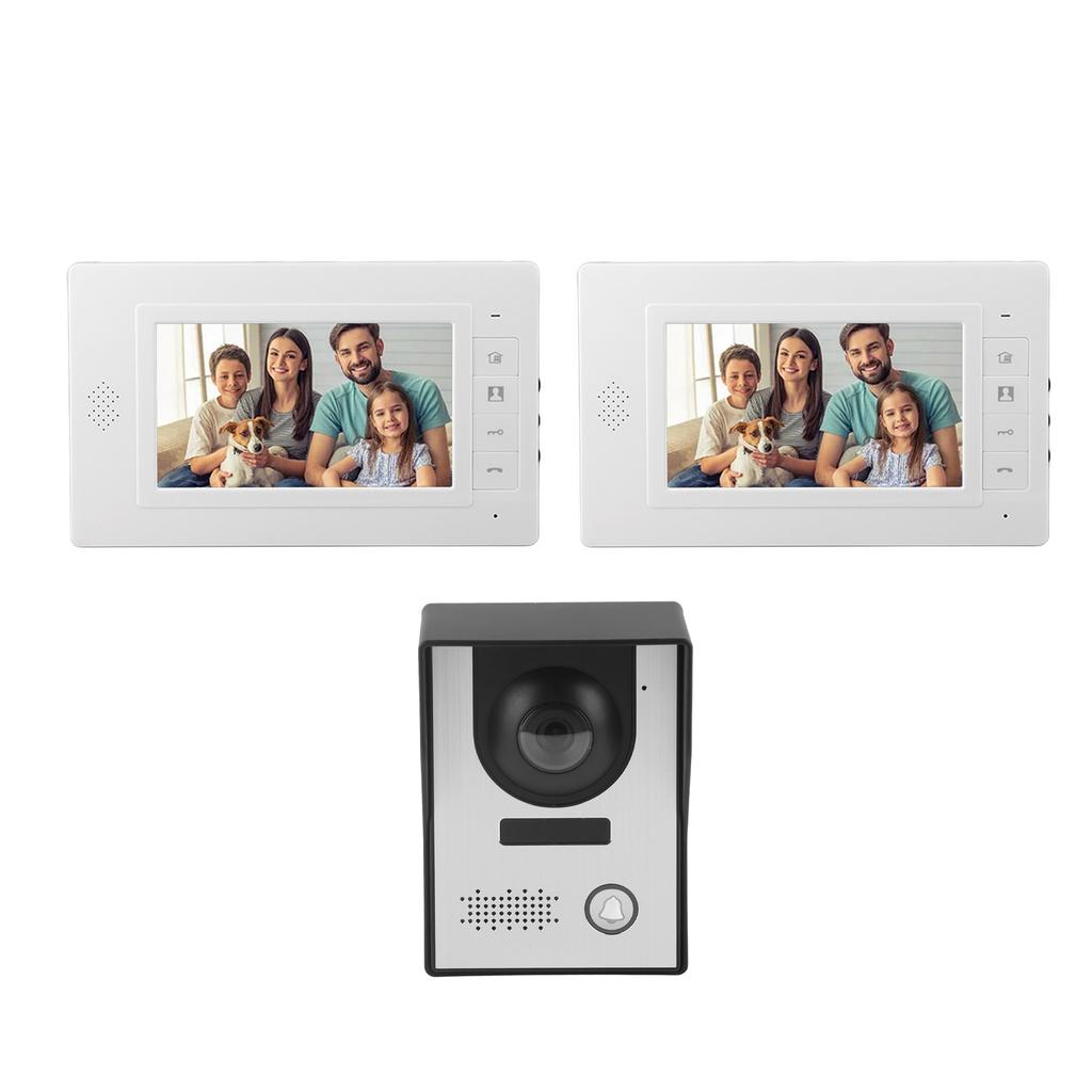 7in Wired Video Door Phone Kit Night Vision 2 Way Intercom Video Doorbell System for Apartment Villa