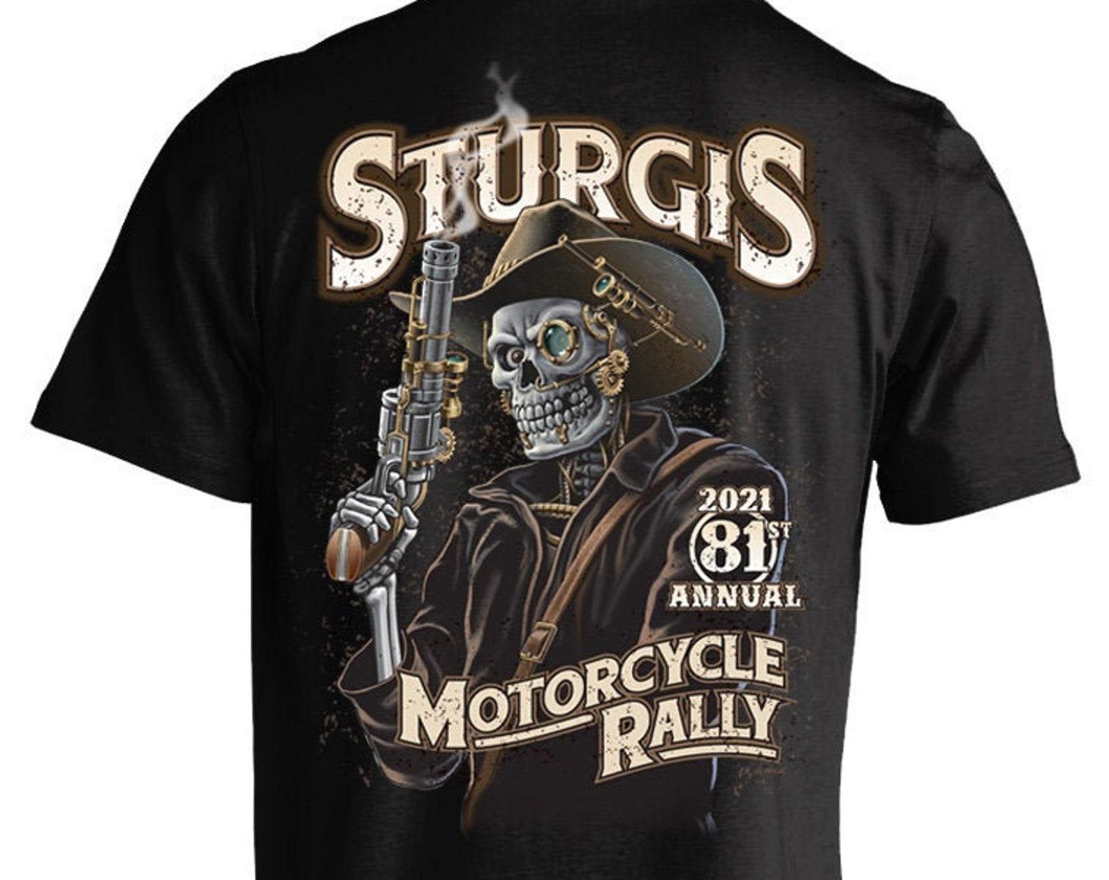 2021 Sturgis Motorcycle Rally 81st Anniversary Steampunk Cowboy T shirt (BACK PRINT) S