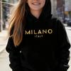 Felpa Milano per Bambini Stampa Grafica Lettere Italia Felpa con Cappuccio Pullover Ragazzi Ragazze Stile Italiano Casual Streetwear Top con Cappuccio Autunno