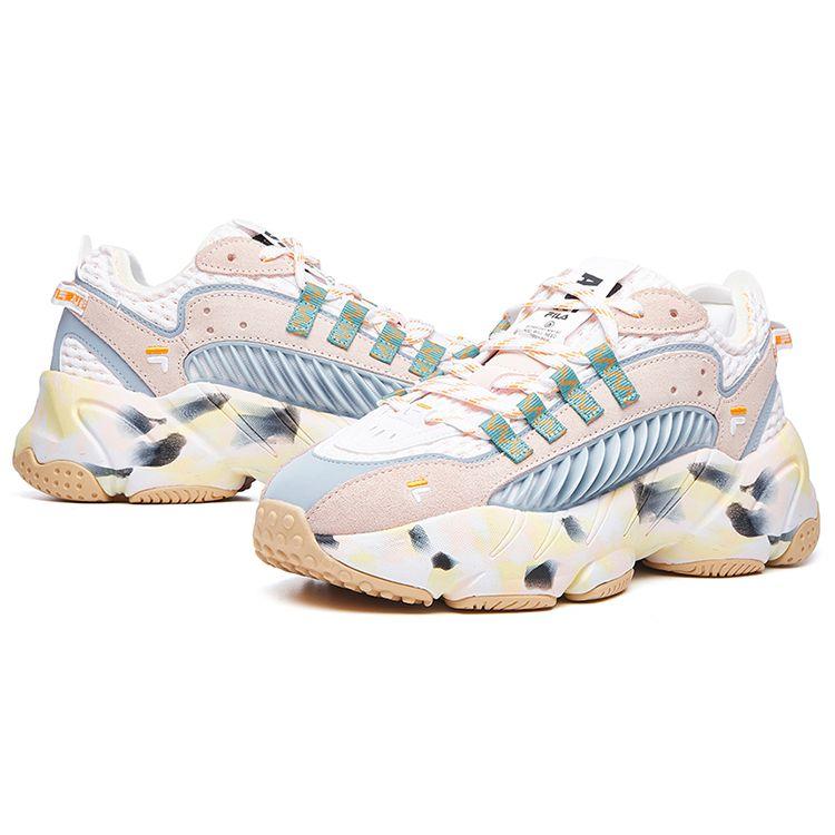Fila Fusion Ade Trendy Sports Mesh Fabric Synthetic Leather Low Top Running Shoes Women sneaker Pink White T12W041103FCF