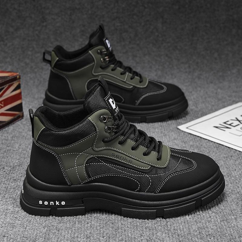 Autumn new men's high-top thick-soled Martin boots trendy British outdoor tooling short boots live leather casual men's boots