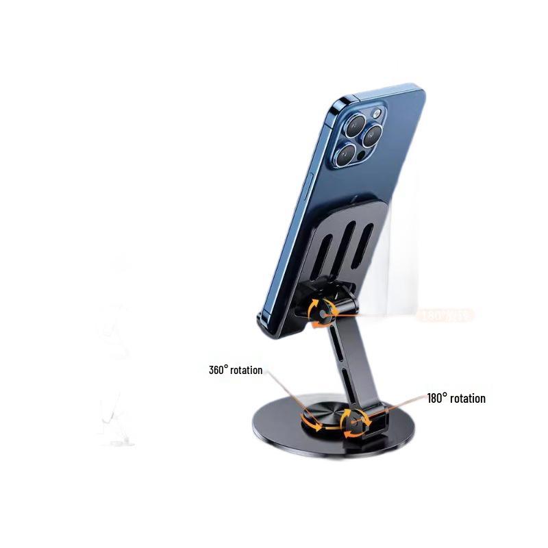 Gray Foldable Rotating Desktop Phone & Tablet Stand for Study or Live Broadcasts