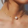 Fashion Gold Bead Chain Collarbone Chain Women's Versatile Necklace, Personalized Simple Temperament Pearl Necklace