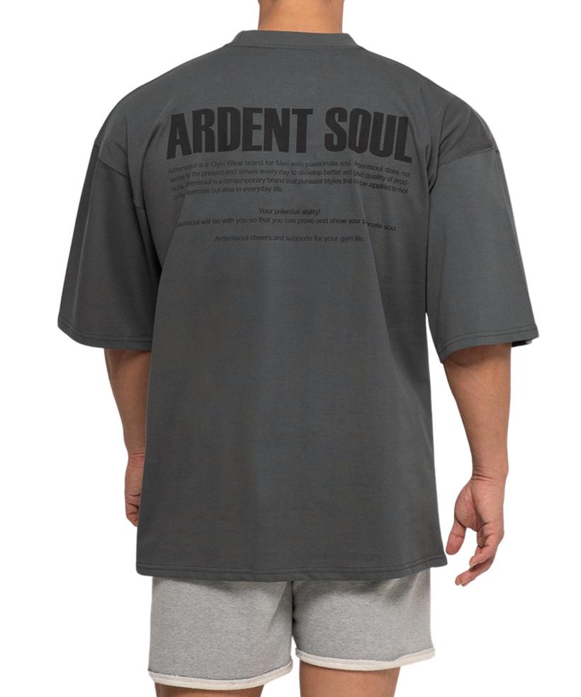 Adent Soul Signature Back Logo Oversized Short Sleeve (Charcoal) Xxl
