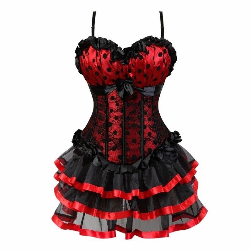 Women Corset Dress Bustier Top Skirt 24 Lace Print Mini Set