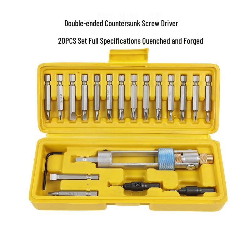 20-Piece Cross-Border Quick-Change High-Speed Steel Countersink Drill and Screwdriver Set