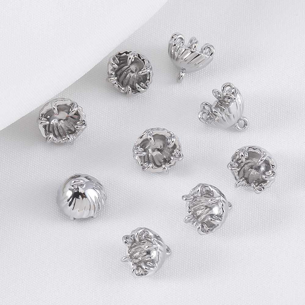 

18K Gold Plated Brass with Zircon Crown Beads Caps For Bracelets Tassel Bead Cap For DIY Earrings Charms Jewelry Making Findings 1PCS