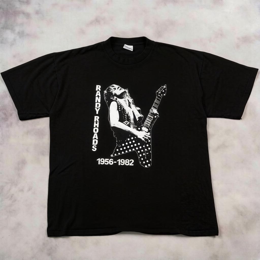 

European and American Retro Loose Tshirts for Unisex and Women Salute Ozzy Band Randy Rhoads Portrait Printed Short Sleeves 4XL