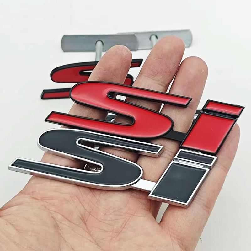 COV1 3D Metal Car Sticker Logo SI Rear Trunk Badge Front Grille Emblem Decals For Honda Civic Fit CRV Accord Autompbile Acessories