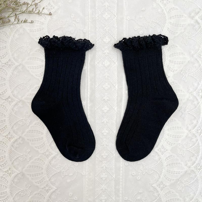 Ruffle Kids Knee High Socks Baby Girls Toddlers Long Soft Cotton Sock Lace Flower Children School Uniform Socks For 0-8Years
