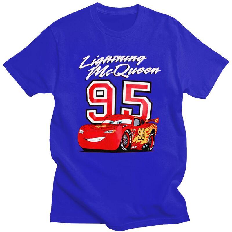 Custom Lightning McQueen T Shirt Men Tshirt Casual Tees Car Cartoon T-shirt Loose Fit Clothing Gift