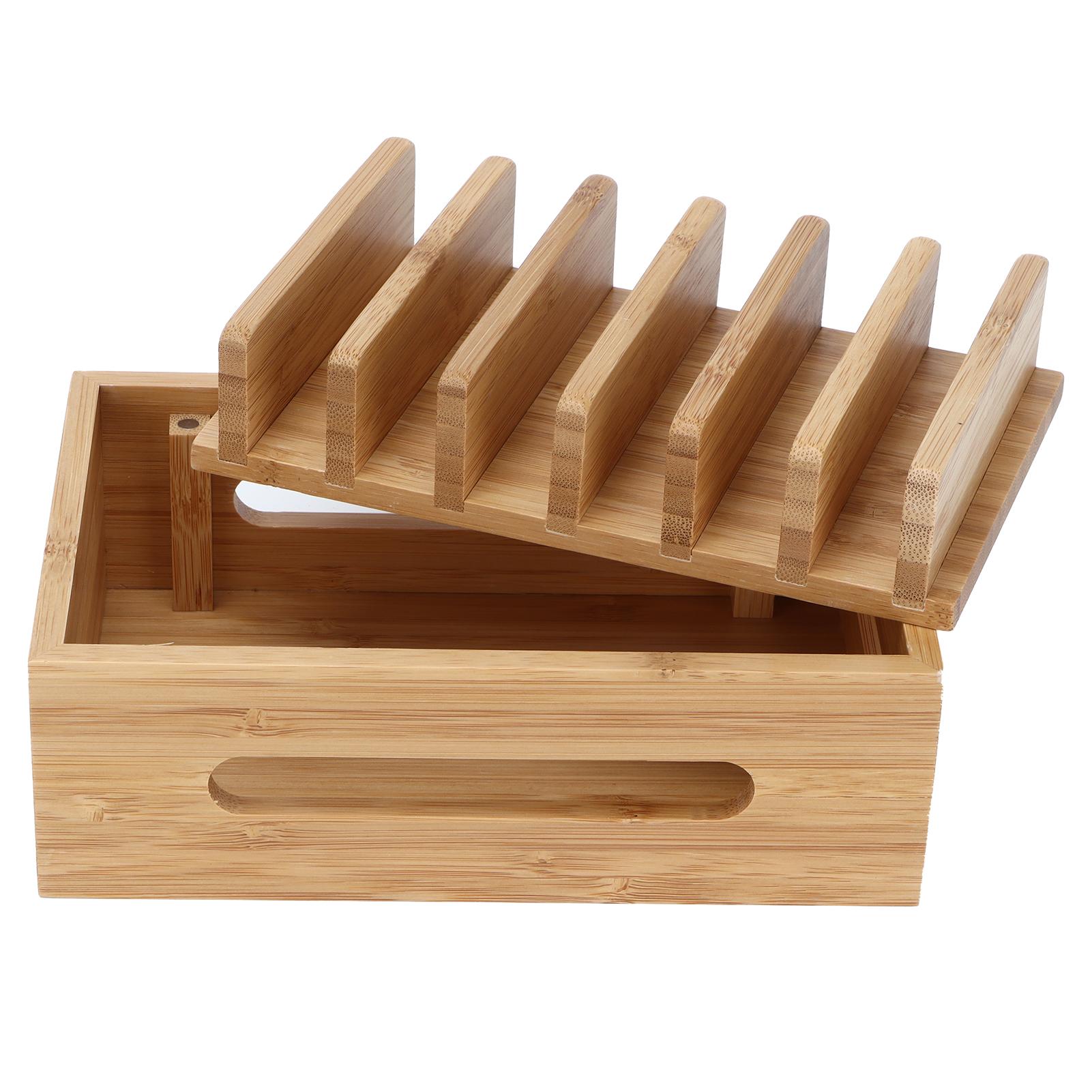 

Bamboo Wood Cell Phone Dock Portable Tablet Computer Organizer Storage Box for Home Office