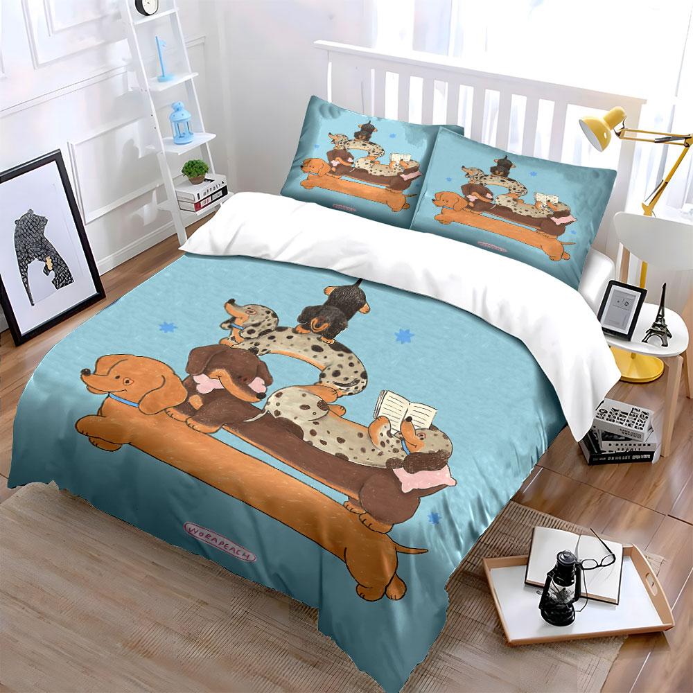 Dachshund Dogs Stack Design Bedding Duvet Cover Set Duvet Cover Pillowcases (1*Duvet Cover 2*Pillowcases, Without Duvet Insert)