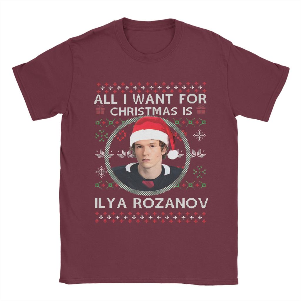 Heated Rivalry  T-Shirt Men All I Want for Christmas Is Ilya Rozanov  Cool 100% Cotton Tees Round Collar Short Sleeve T Shirts