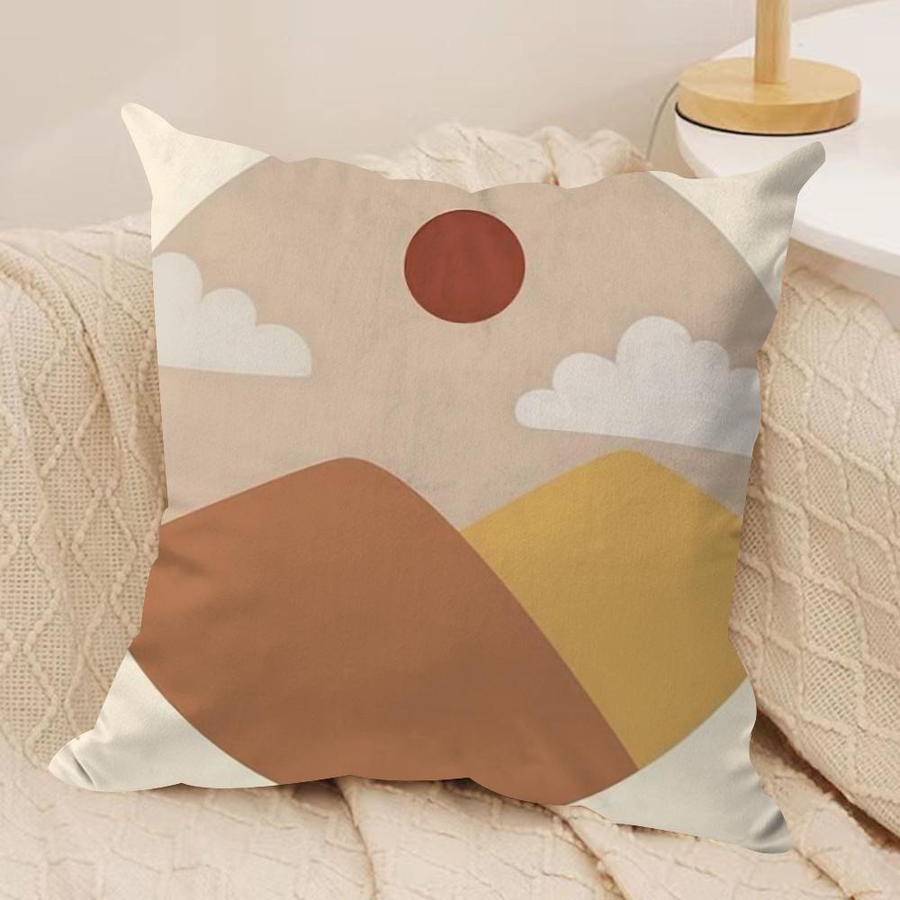 Classic Sunrise Cartoon Cushion Cover Soft Plush DoubleSided Printed Sofa Pillow Cushion Cover  AllSeason Durable Decor Gift