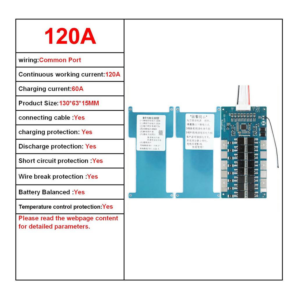 BMS 14S 100A with Balance Temperature Control 51.8V 18650 21700 Lithium Battery Protect Board for E-bike Scooter 120A To 20A