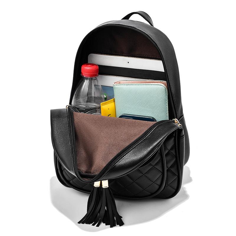 3pcs Argyle Quilted Backpack, Fashi Mini Daypack With Wristlet Clutch Bag And Credit Card Holder