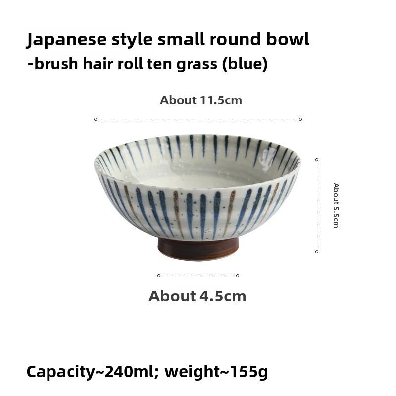 

Japanese Ceramic Rice Bowl Set High Foot Soup Bowl Single Round Dishware for Home Use