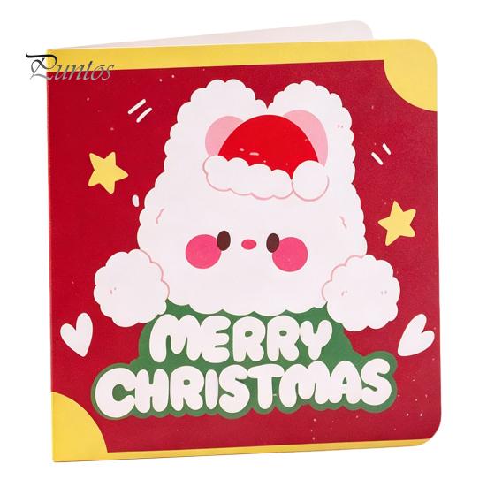 Decorative Paper Cards 10Pcs Merry Christmas Greeting Set, Folding Cartoon Blank Xmas Message Note Cards, Festive Blessing for Holiday Gift