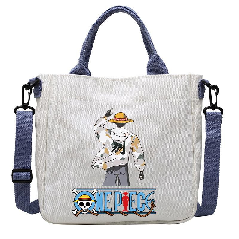One Piece Canvas Bags Luffy Cartoon Anime Figures Print Shoulder Bag Outdoor Large Capacity Trendy Crossbody Handbag Gifts Poseable Articulated Scale