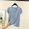 Women's Summer Modal Short Sleeve Oval Neck T-Shirt - Solid Color, Casual, Loose, Slimming, Versatile Top