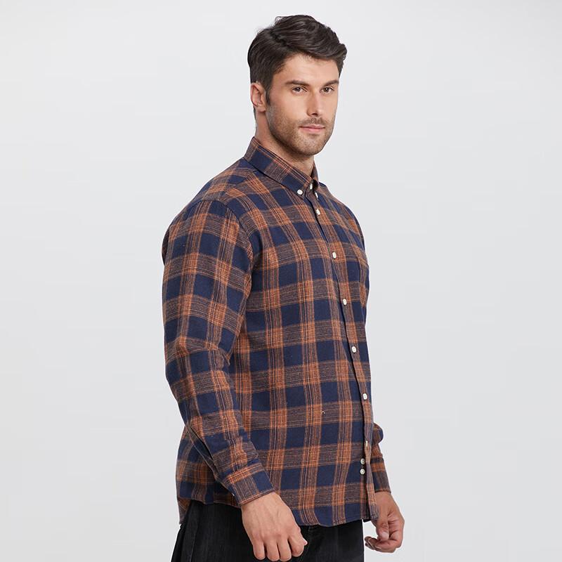 Men's Plus Size Brushed Plaid Long Sleeve Shirt