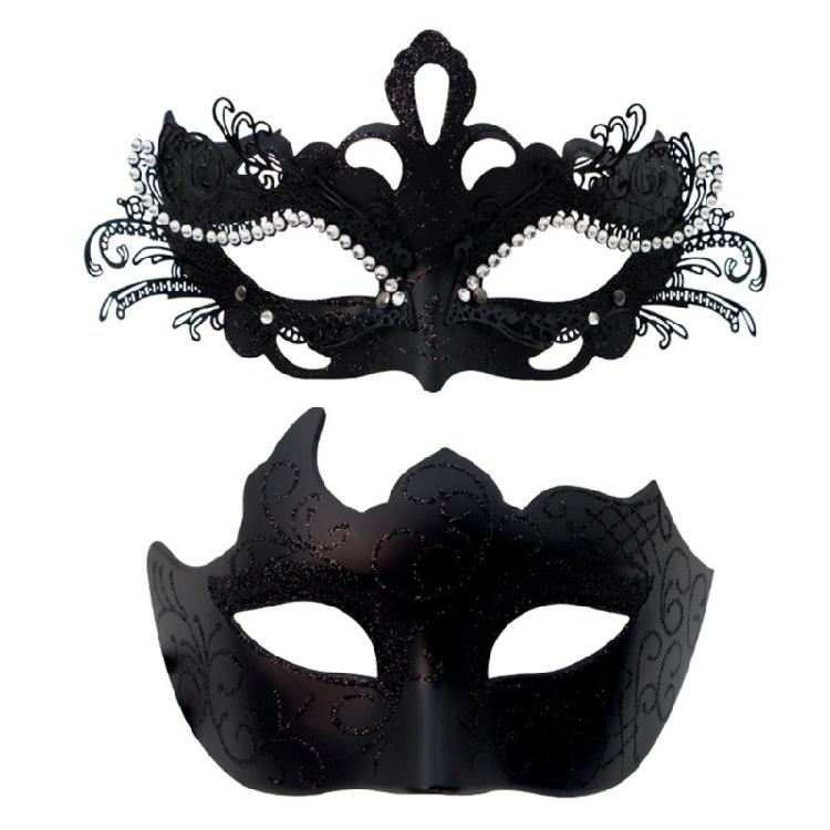 2Pcs Friendly Plastic Couple Masks Venetians Carnival Party Accessories Detailed Carved Design Comfortable Face Mask