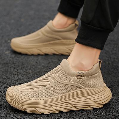 Herenschoenen zomer 2025 nieuw fly-geweven mesh ademend sport casual hoogteverhoging heren slip-on luie sokken schoenen