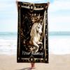 1PC Custom Name Equestrian Star Fantasy Beach Towel Highly Absorbent And Sand-Resistant Towel for Swimming, Pool, Yoga, And Travel Lightweight
