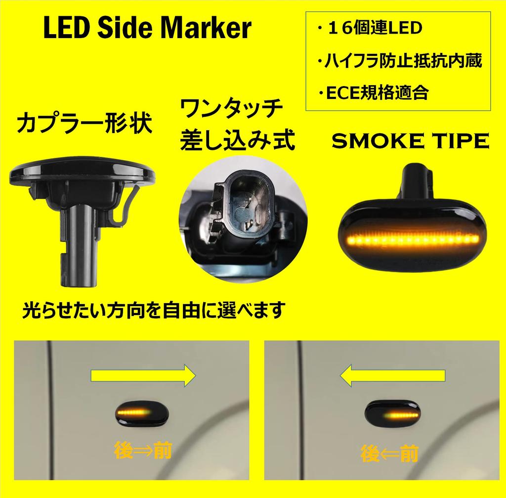Flowing turn signal Jimny JB64W JB74W LED sequential turn signal side marker with high flash prevention function smoked lens type