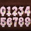 Five-color Flower Number Birthday Candle Pink Cake Decoration Birthday Handmade Candle 0-9