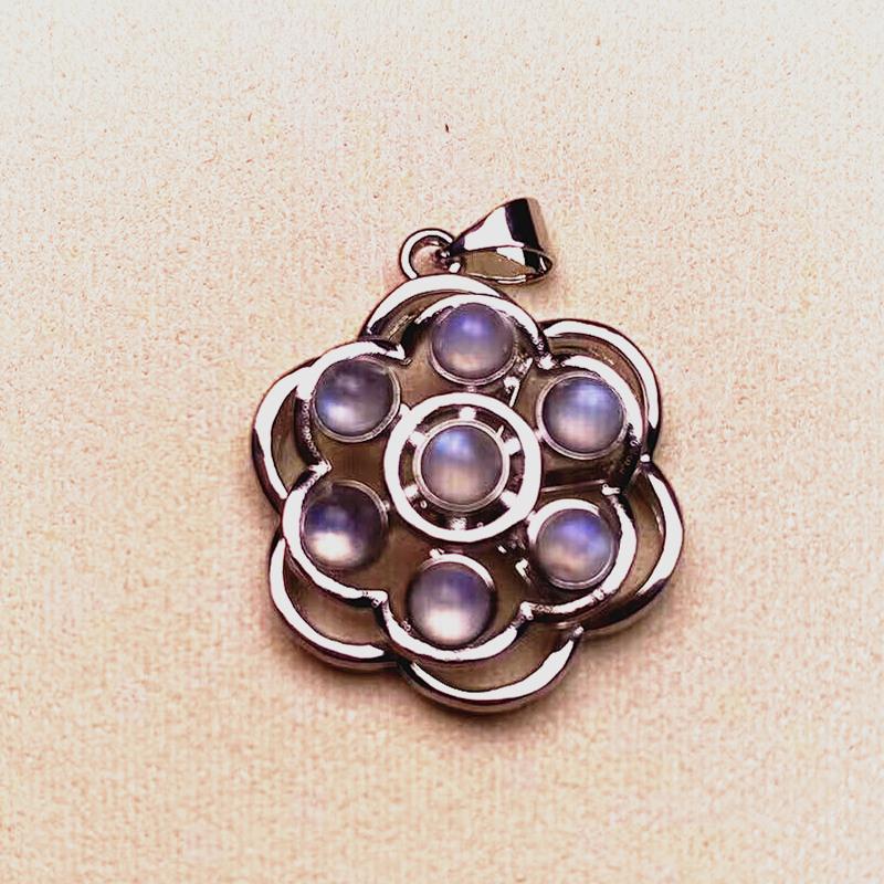 

Flower plate pendant rotatable seven-star continuous beads natural hair crystal lapis lazuli tourmaline blue moonlight jewelry turquoise foreign trade rotatable seven-star array pendant