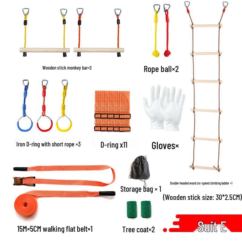 

Многофункциональный слэклайн для помещений и улицы с альпинистской веревкой и гимнастическими кольцами для детей