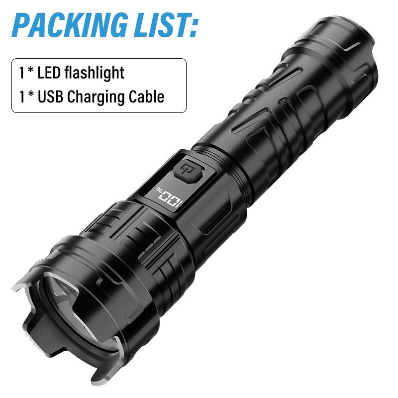 High-Brightness Handheld Flashlight, Rechargeable, Retractable Zoom, Wide Beam, Emergency Handheld Flashlight