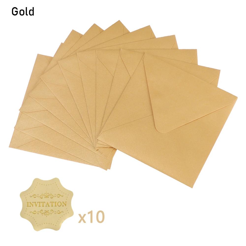 10 PCS/lot Business Gift Multicolor Pearlescent Square Paper Envelopes Pearl Papers Envelope Bag Greeting Card Encased
