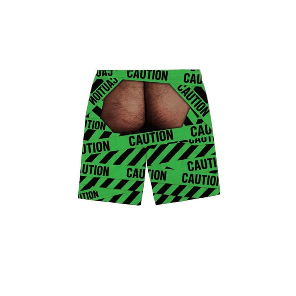 Men's Funny Print Elastic Waist Beach Swim Trunks