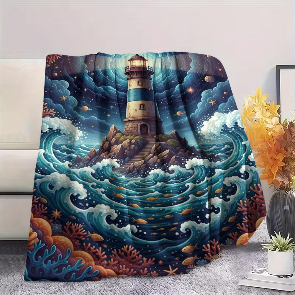 Colorful Starry Sky Sailing Print Flannel Blanket,High quality Comfortable for All Seasons,Home Decor,Warmth and Comfort,Perfect for Christmas Gifts