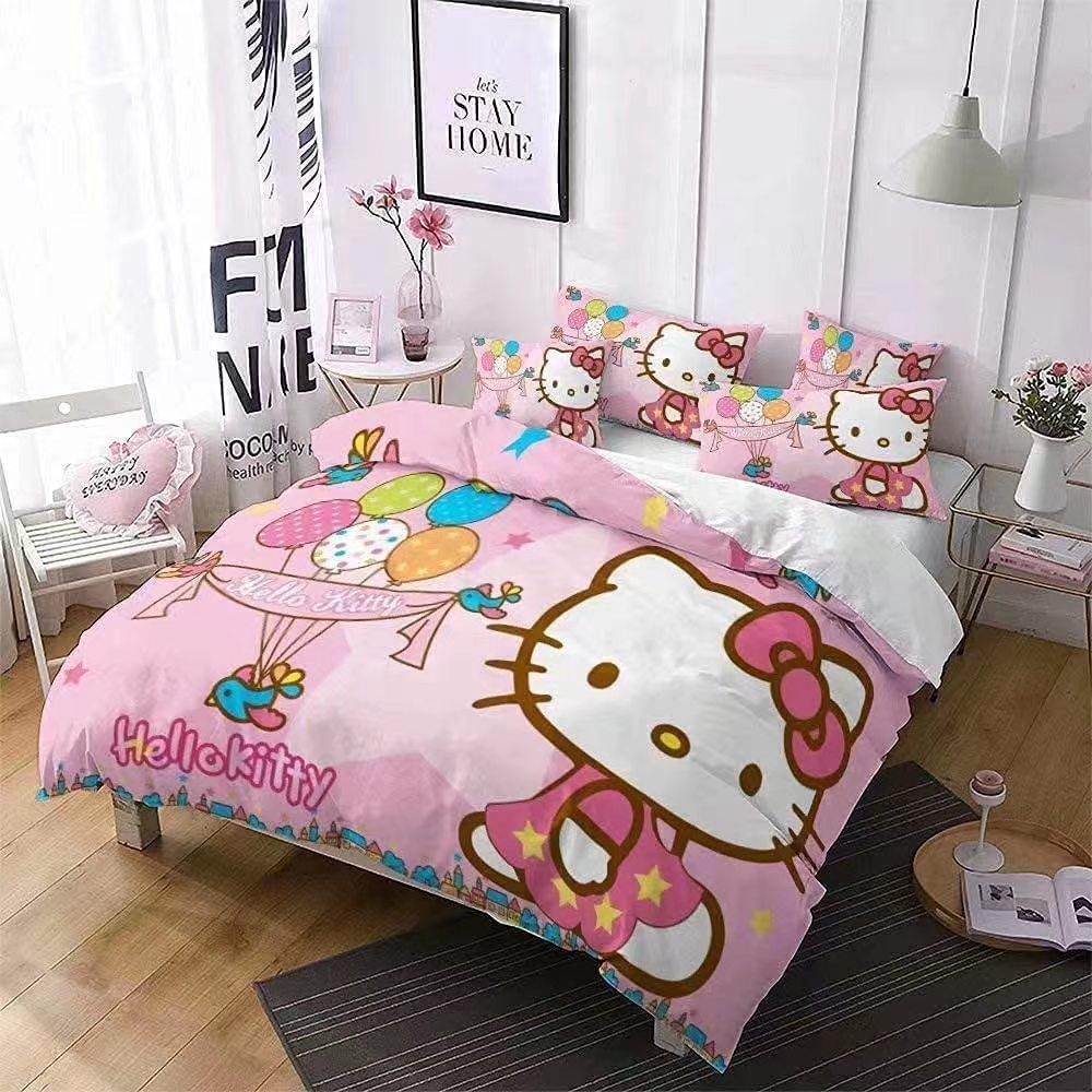 Kids' Three-piece Bedding Set - Cartoon 3d Digital Print Duvet Cover and Pillowcase Set