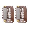 100pcs 6 Teeth Wig Clips 3.2cm U Shape Hair Extension Snap Clips Clamp Firmly Dark Brown for Hat Fixing