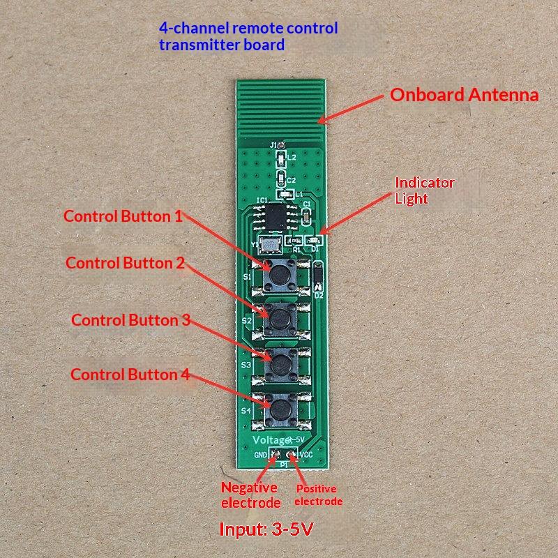 

Four Way Wireless Remote Control Switch Kit Electric Lock Motor LED Light Low-Power Remote Control Circuit Board Module