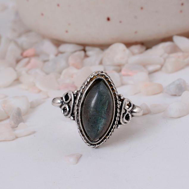 

Rainbow Moonstone Silver Lotus Ring | Detailed Flower Brass Statement Jewelry | June Birthstone Gift 12 срібний