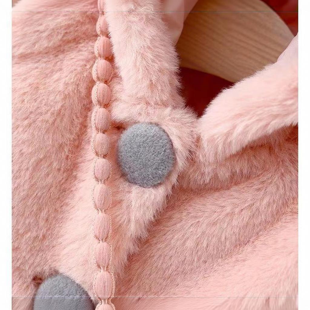 Cappotto con Cappuccio a Maniche Lunghe con Orecchie per Bambine, Spesso e Caldo Capospalla Invernale per Bambini
